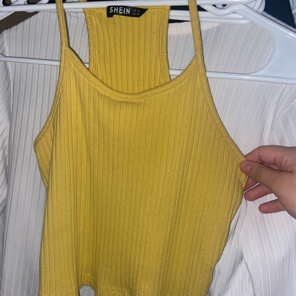 Yellow cropped tank top from shein